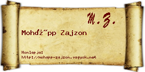 Mohápp Zajzon névjegykártya